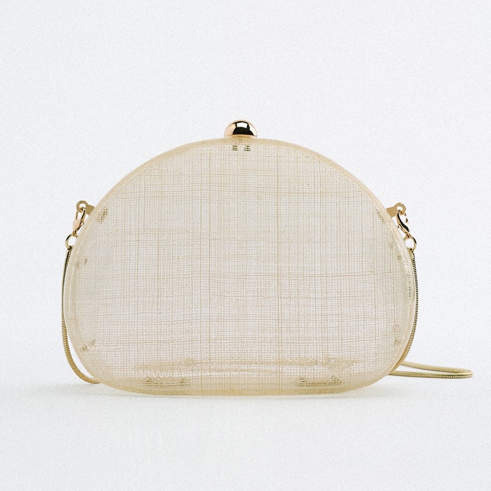 Zara Cream Mini Crossbody Bag with Gold Hardware